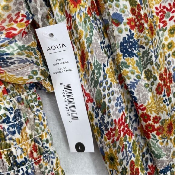 -AQUA Women's Floral Smocked Waist Dress NWT - Picture 5 of 10